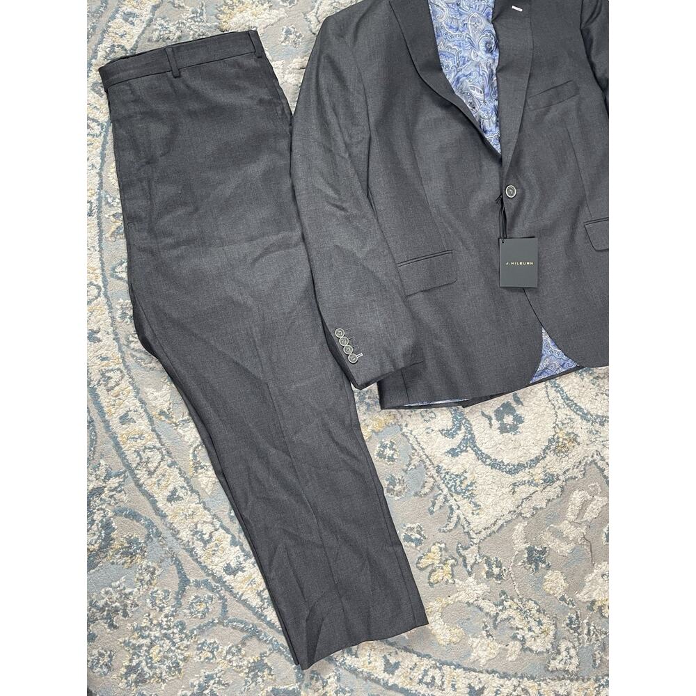 J. Hilburn Custom Tailored Suit Gray Wool Vitale Barberis 1663 40R - Picture 4 of 8